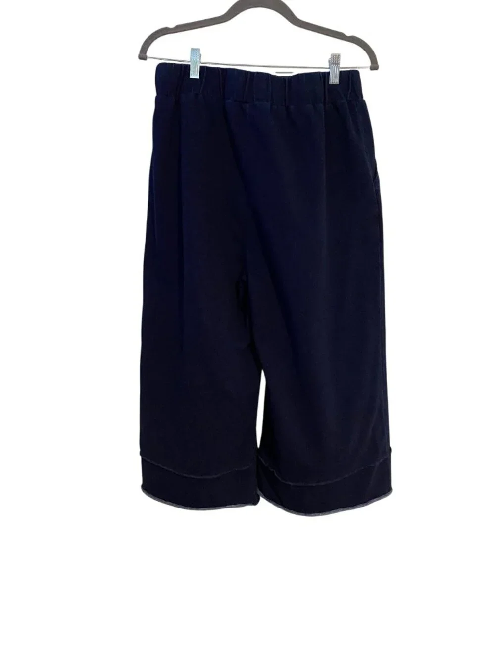 Focus Casual Life Women's M Navy Blue Pants Wide-Leg Cropped Pull On Comfy Boho